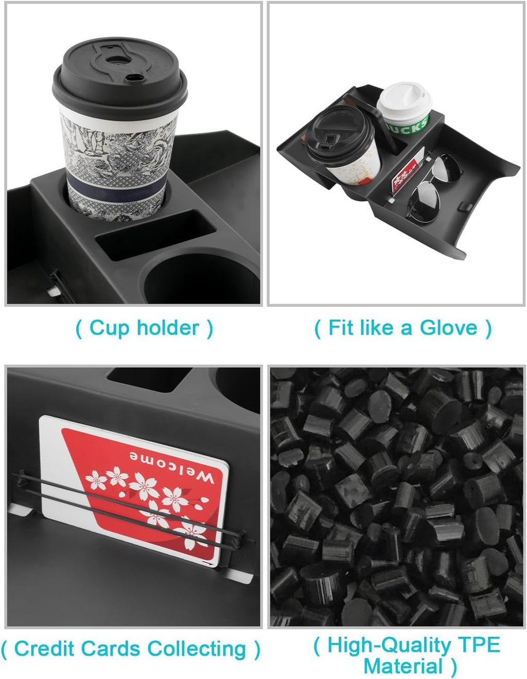CDEFG 2Pcs Lower Center Console Tray Floor Console Organizer with Cup Holder Compatible with 2025 2026 Hyundai Tucson Limited Accessories Middle Console Storage Box