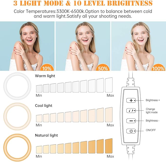 8 inch Desk Ring Light with Stand, Adjustable Computer Circle Light