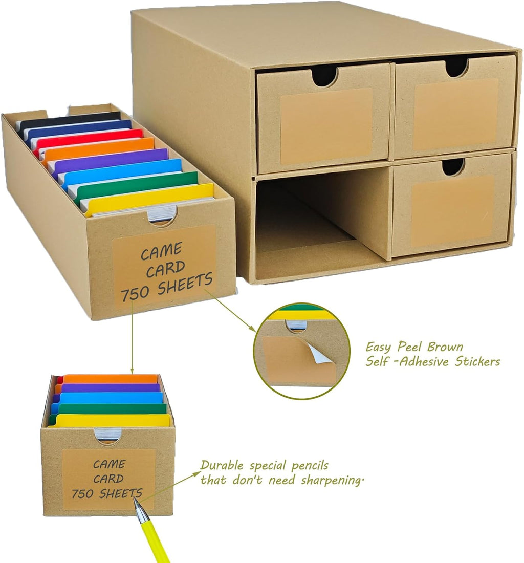 6 Sets Trading Card Storage Boxes, Includes 24-750 CT Boxes & 96 Dividers, 18000+ Trading Cards Organizer for Collectible Card Games, Sports Cards, TCG, with Labels & Pen