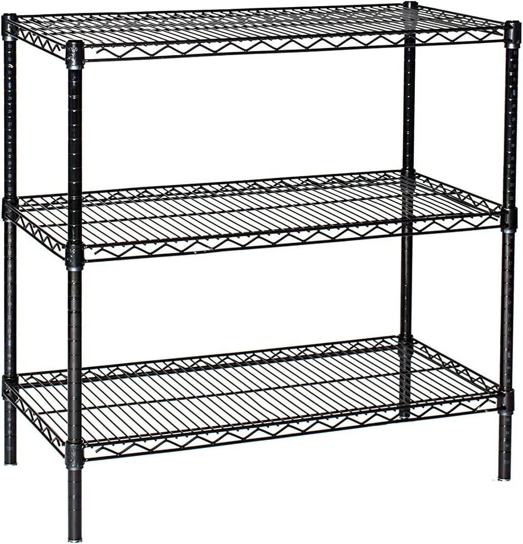 Omega 24" Deep x 30" Wide x 86" High 3 Tier Black Starter Shelving Unit
