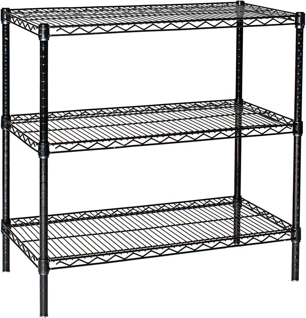 Omega 30" Deep x 72" Wide x 86" High 3 Tier Black Starter Shelving Unit