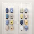 SWTYMIKI Over Door Hat Organizer - 4 Packs Metal Hanging Hat Rack with 16 Hooks Design, Baseball Cap Hanger Organizer Storage Holds up to 80 Caps for Door, Bedroom, Closet