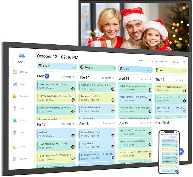24" Digital Calendar Picture-Frame for-Wall-Planner