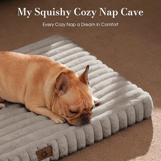 Cozila Extra Large Dog Bed for Crate, Orthopedic Dog Bed with Waterproof Lining, Soft Short Plush Surface & Egg Crate Foam, Machine Washable Pet Bed with Removable Cover & Anti Slip Bottom
