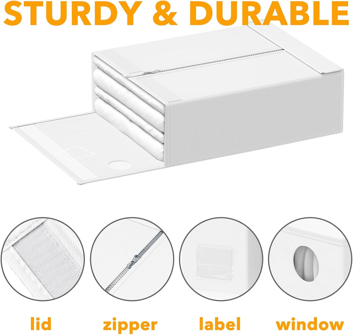 SpaceAid 12 Pack Bed Sheet Organizers and Storage, Foldable Sheet Organizer for Linen Closet, Sheets Set Folder Keeper with Window XL (Queen & King Size) Bedding Container (White, 12 Pack)