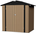 Flamaker 6x4 FT Storage Shed Waterproof Metal Garden Shed with Lockable Door Utility Tool Shed Outdoor Storage for Backyard, Patio and Lawn, Brown