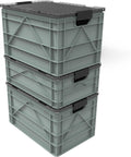 SIDIO CRATE Pro Pack - Two Full Size and One Half Size Heavy Duty Stackable Storage Bins, Totes and Containers with Lids and Dividers - Durable Organizer for Home, Office, Garage, and Outdoor Use