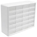 Akro-Mils 24-Drawer Plastic Drawer Storage Cabinet for Garage Organization, Bead Organizer, Building Bricks Storage, Teacher Toolbox, Makeup Organizer, 20" W x 6" D x 16" H, 10124 White