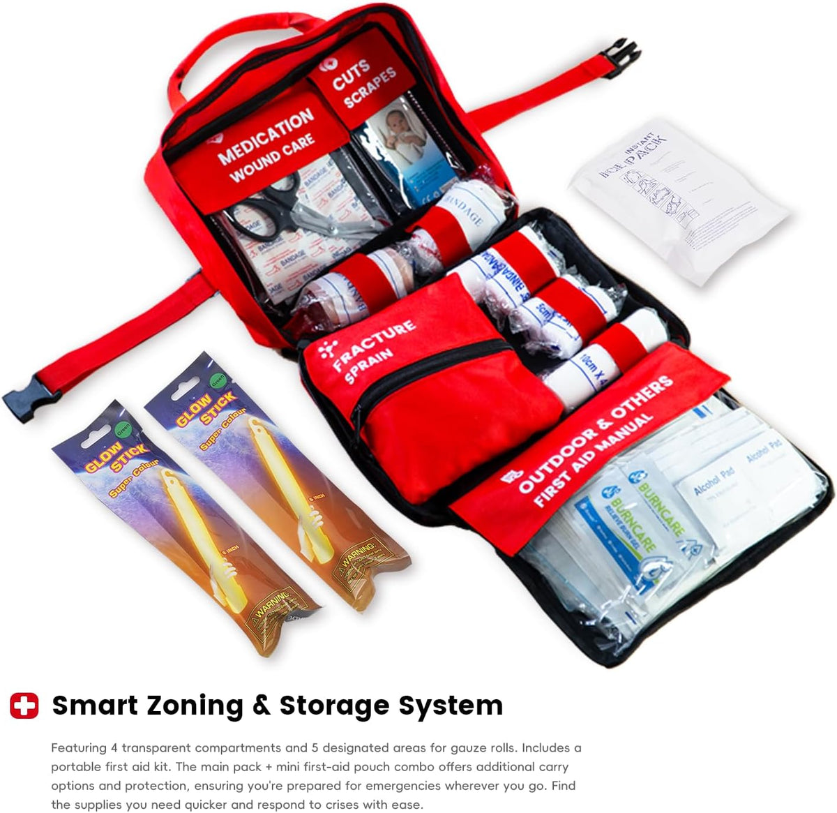 First Aid Kit 429-Piece Large Waterproof Emergency Kit with Mini Bag – Organized Medical Supplies for Home, Car, Travel, Office & Business
