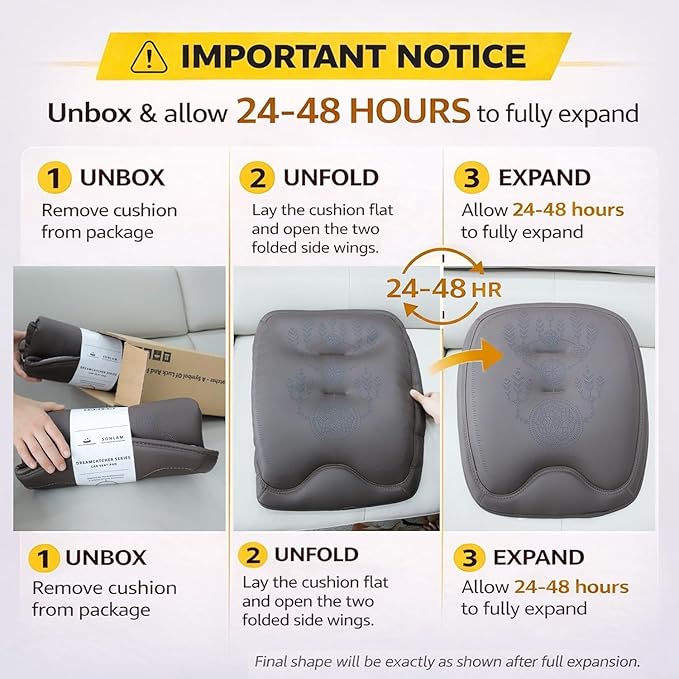 Comfort Dreamcatcher Car Seat Cushion Non-Slip - Relaxing, Optimal Support & Posture for Long Drive (Front Seats (Orange))