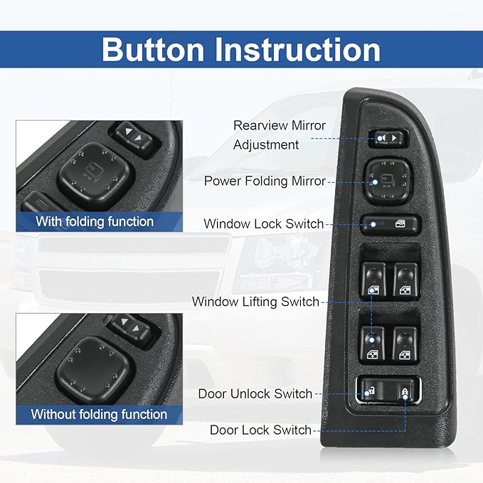 DICMIC Front Driver Side Master Power Window Switch and Door Lock & Black Bezel