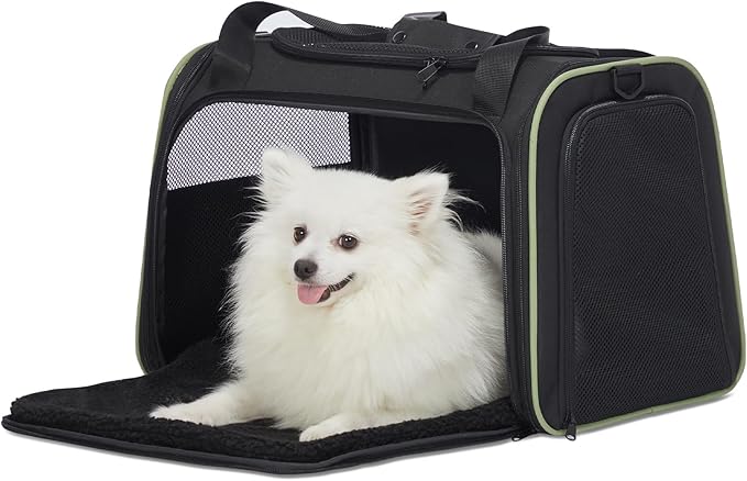 PETSFIT Large Cat Carrier, Dog Carrier up to 25Lbs, Pet Privacy Protection Travel Pet Carrier for Medium and Large Cats, Small Dogs, Puppies (Large, Black)