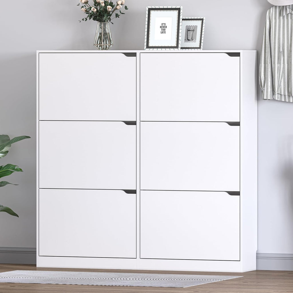 Shoe Cabinet with 6 Flip Drawers, Slim Narrow Shoe Storage Cabinet, Freestanding Shoe Organizer for Entryway, Hallway, Foyer