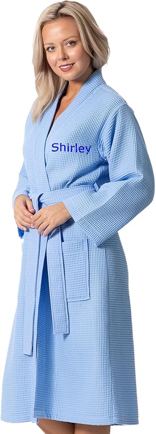 Turkish Linen Waffle Knit Lightweight Kimono Spa & Bath Robes for Women - Quick Dry - Soft