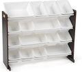 Humble Crew Supersized Toy Storage Organizer with 16 Removable Bins, Espresso/White – Large Toy Storage for Toddlers Ideal for Kids' Rooms, Playrooms, and Nurseries - Modern Toy Bins for Kids