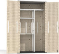 Vertical Storage Shed Shelf, Weatherproof Metal Shelf for 60 cuft Tool Cabinet, Ideal for Outdoor Use, with Screw and Nuts Easy Assembly, 45.6''L×13.2''W×69.9''H, White