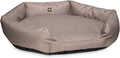 K9 Ballistics Tough Ripstop Oval Bolster Dog Bed, Calming Round Den Shape, Scratch Resistant, Machine Washable - Large, Taupe Premium Finish