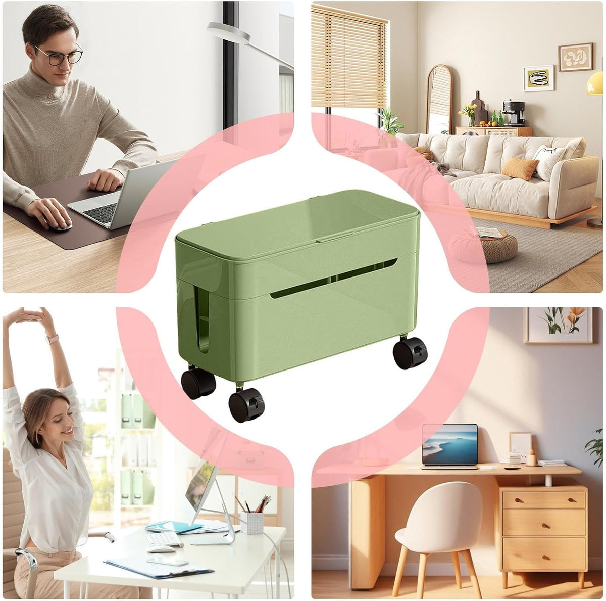 Socket Storage Rack, Compact & Space-Saving, 32.5x15.5x17.5cm, Wire Storage Container, Cable Management Box, Stylish & Functional, for Home, Office, Dorm, Gaming, TV Stand, Desk, Computer
