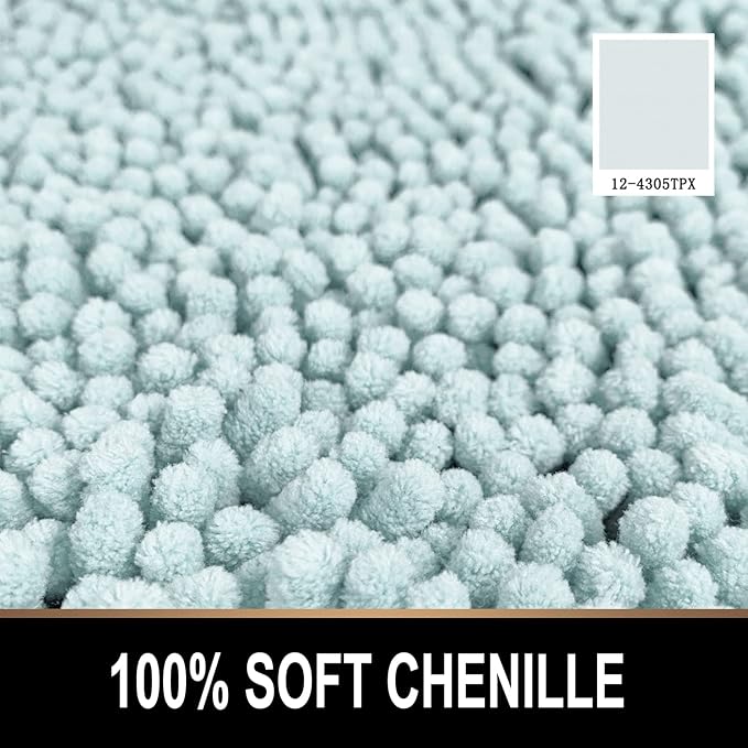MAYSHINE Round Area Rug Set for Bathroom | Soft Plush Chenille Bath Mat, Water Absorbent Non-Slip Bathroom Rug | Washable Shag Carpet for Shower, Bedroom, or Home Décor | 36"x36" (Round) | Spa Blue