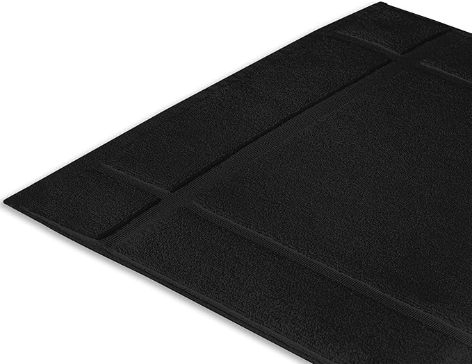 Ample Decor Cotton Bath Mats 24 X 17 Inches, 1350 GSM Oeko Tex Certified Solid Construction Thick & Plush, for Bathroom Floor, Shower – Black