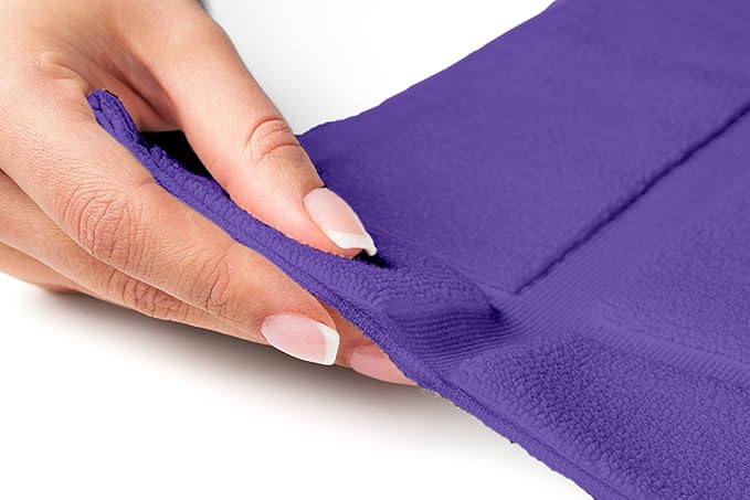Ample Decor Bath Mats 100% Cotton 24 X 17 & 34 X 20 Inches, Oeko Tex Certified 1350 GSM Solid Construction Thick & Plush, Super Absorbent for Bathroom Floor, Shower – Purple