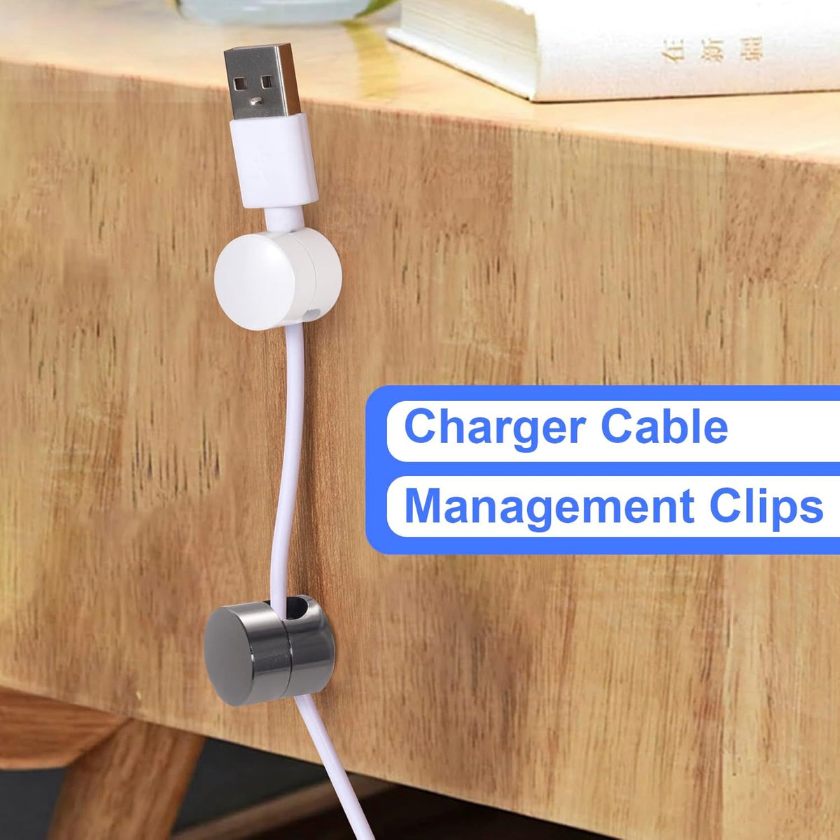 3 Sets Charger Holders for Cords, Adjustable Cable Anchor Holders, Adhesive Metal Cord Clips, Cable Management Wire Organizers for Desk, Office, Nightstand - Black, Red Bronze, White