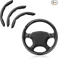 Pincuttee Carbon Fiber Steering Wheel Cover - 3PC Universal Non Slip Steering Wheel Protector, Matte Black