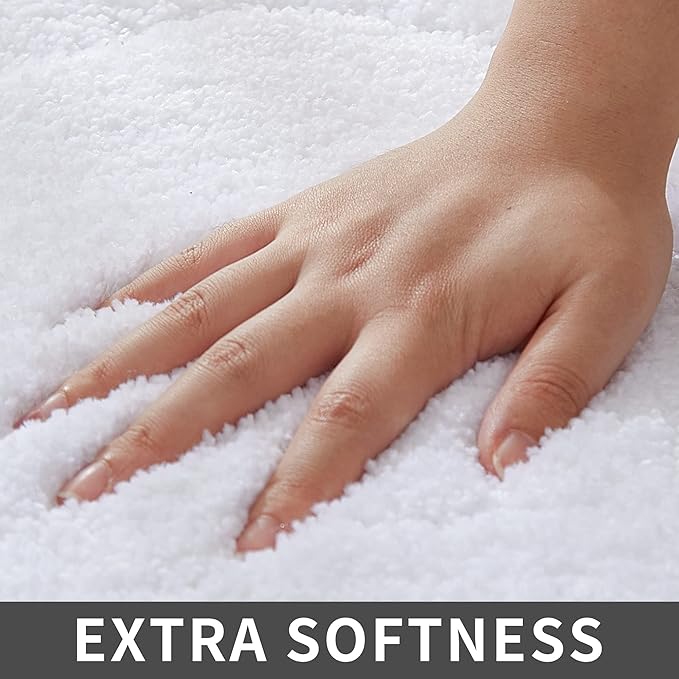 COSY HOMEER Extra Thick Bath Linen Sets Rugs for Bathroom - Anti-Slip Bath Mats Soft 100% Strong Polyester Living Room Bedroom Water Absorbent(White,17x27 - Inches)