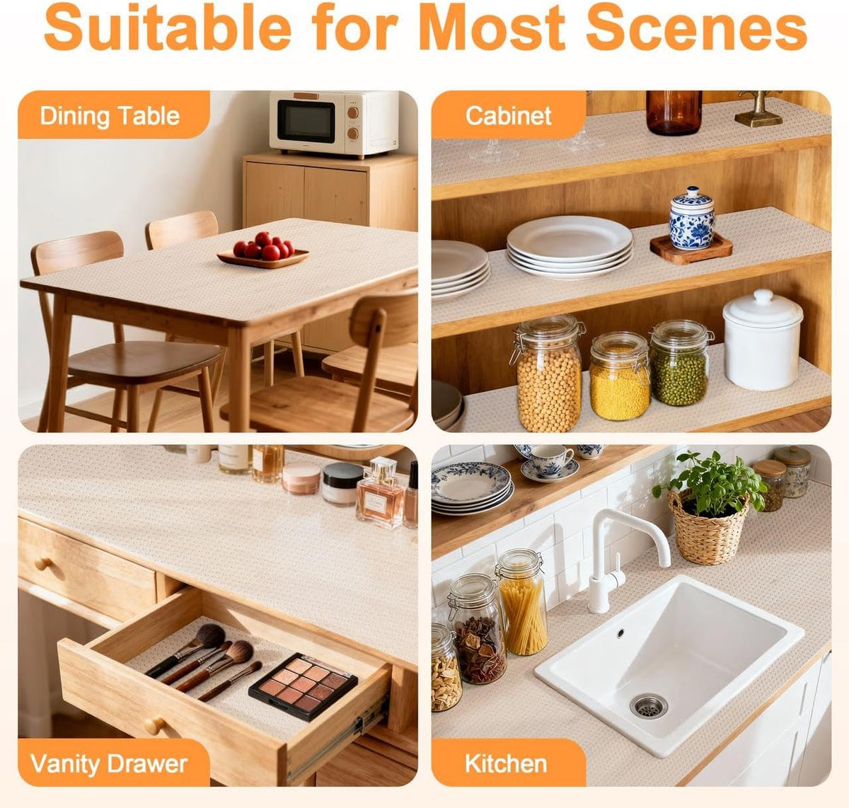 FEXIA Shelf Liner 24 Inch x 20 FT Clear Non Slip Waterproof Cabinet and Drawer Liner for Kitchen Cabinet Refrigerator Pantry Closet Durable Non Adhesive