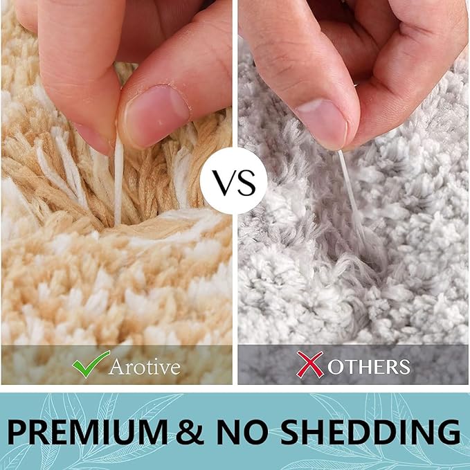 Arotive Microfiber Bathroom Rugs, Shaggy Soft and Absorbent Bath Rug, Non-Slip, Thick Plush Machine Washable Dry Bath Mats for Bathroom, Tub and Shower, 30x20, Beige, Rectangular