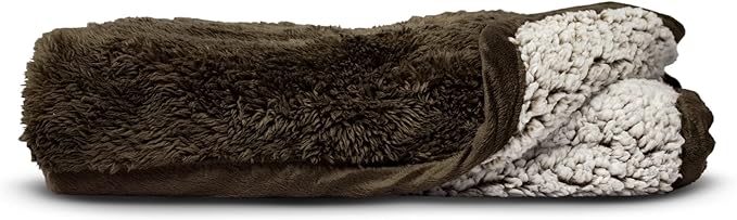 Pet Parents Pawtect Premium Waterproof Cat & Dog Blanket with WickQuick & Sherpup Technology, Puppy & Cat Blanket, Choc 24x32