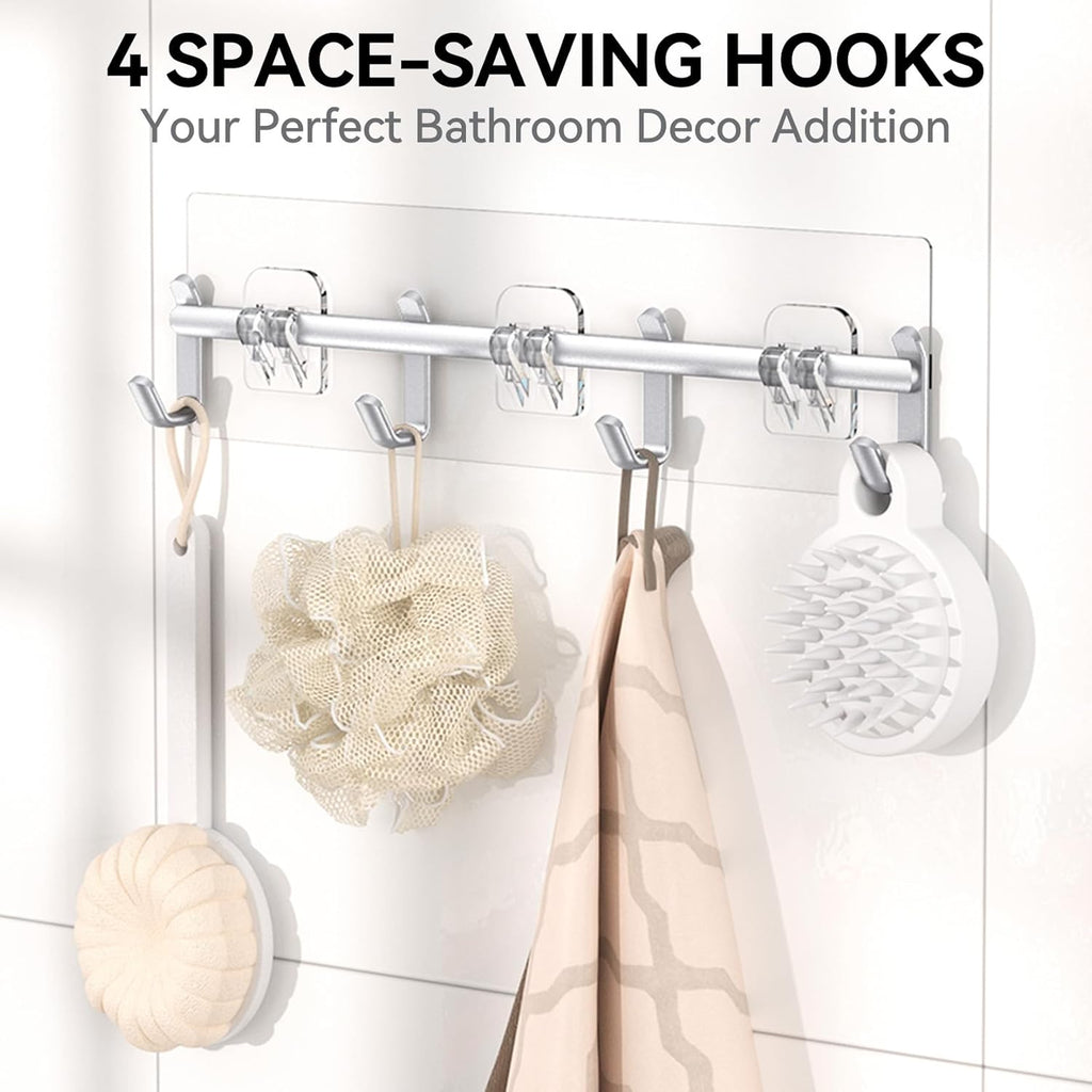 YASONIC Shower Caddy, 6 Pack Large Capacity Bath Organizer with Soap Holder and 12 Hooks, Rustproof bathroom Shelves for Inside Shower, No Drilling&Sleek Bathroom Organizers and Storage Silver