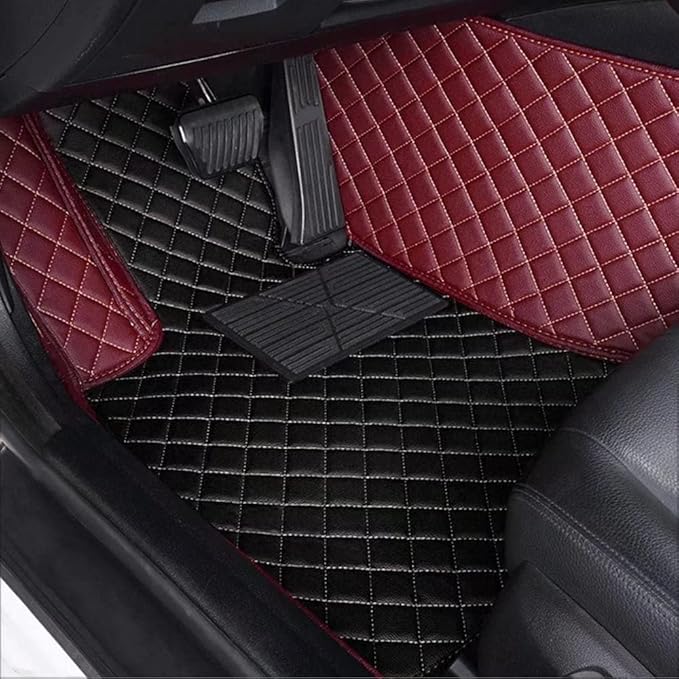 Custom Car Floor Mats for 96% Sedan SUV Sports Car Protection Full Coverage Pads Anti-Slip Leather Floor Lining All Weather Car Floor Mats (Pink)