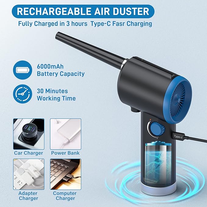 ATEngeus Compressed Air Duster, Electric Air Duster, Cordless Air Duster