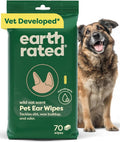 Earth Rated Vet-Developed Pet Ear Wipes, Hypoallergenic Cleaner for Dogs & Cats Ears to Remove Dirt and Wax Build Up, Wild Oat Scent, 70 Count