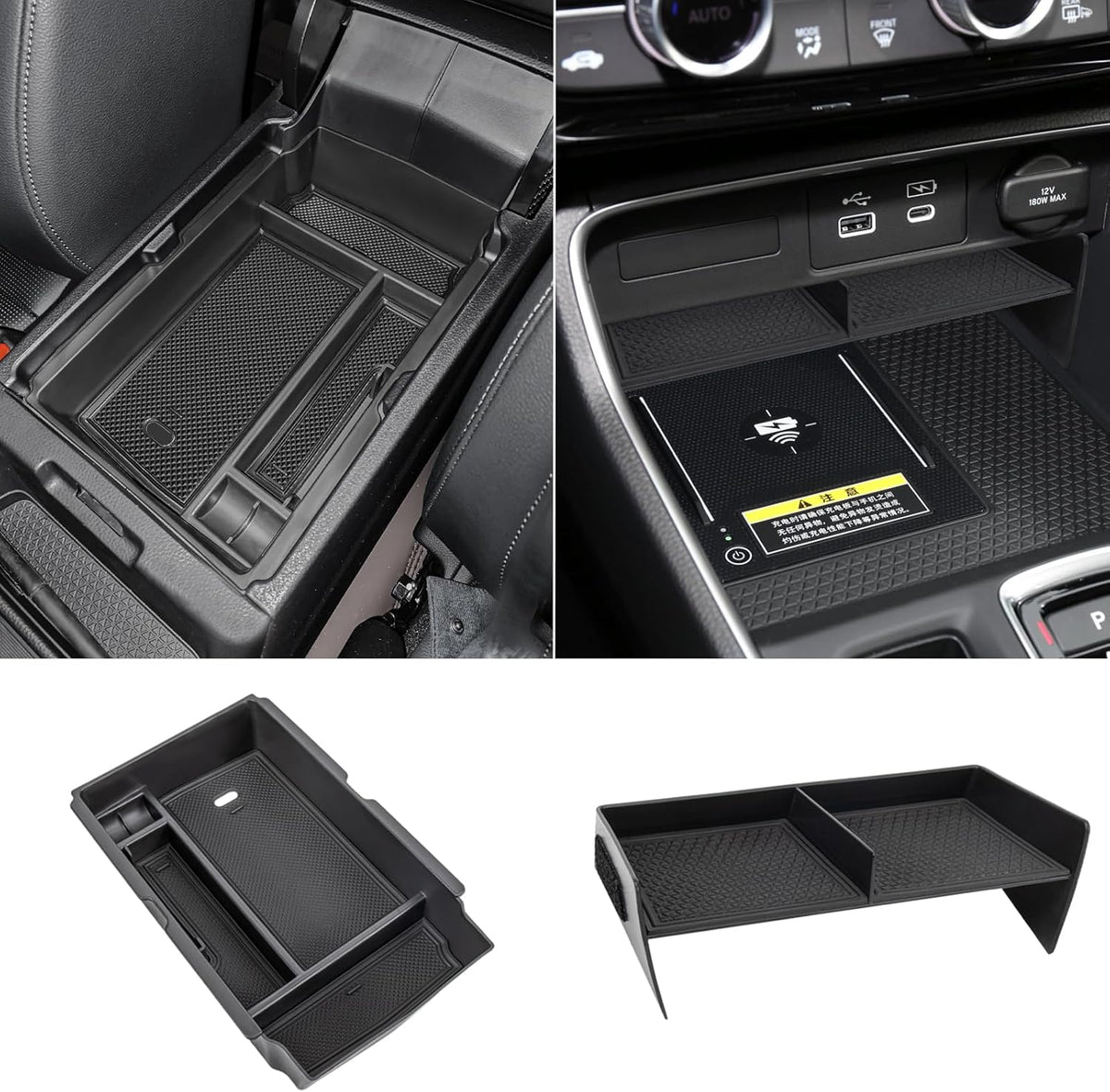 2PCS Center Console Organizer Tray and Armrest Storage Box Compatible with 2026 2025 2024 2023 Honda CRV Accessories Insert Secondary Storage Box with ABS Material