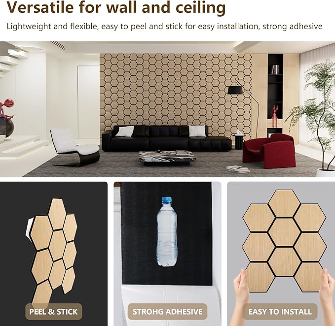 Hexagon Acoustic Wall Panels, Self-Adhesive Sound Absorbing Wall Panel by ARMURO
