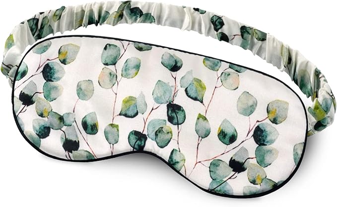 OLESILK 100% Natural Mulberry Silk Sleep Eye Mask Block Out Light, Fashion Printed Eye Mask Blindfold for Women Men Full Night Sleeping, Chic Eye Cover Eyeshade, Pattern 2