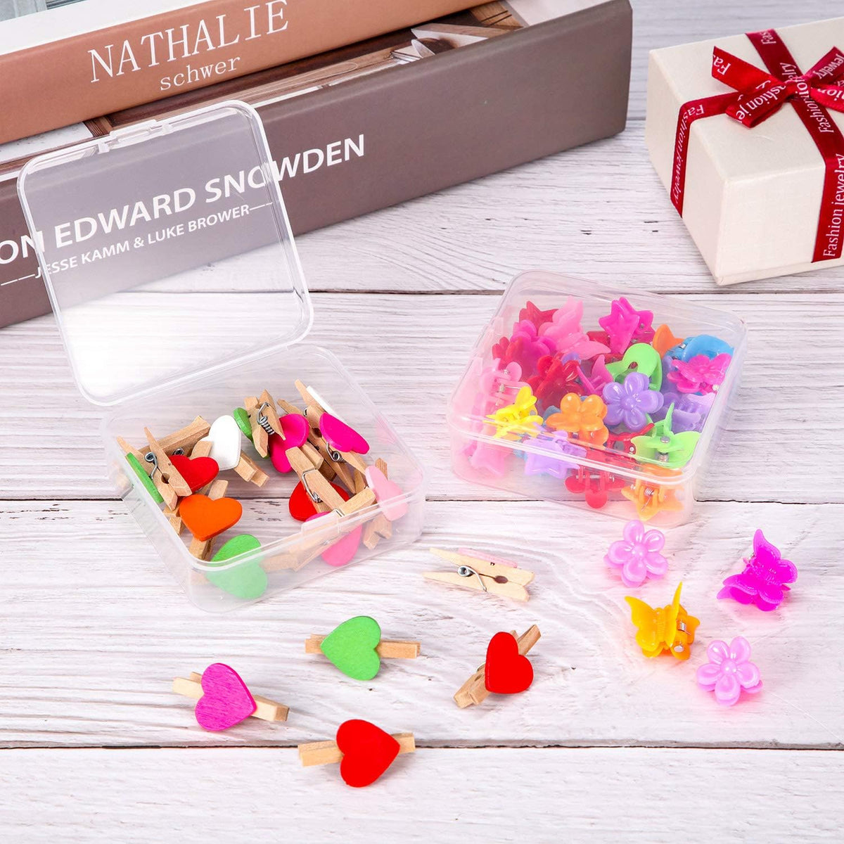 24 Packs Small Clear Plastic Beads Storage Containers Box with Hinged Lid for Storage of Small Items, Crafts, Jewelry, Hardware(3.3 x 3.3 x 1.2 Inches)