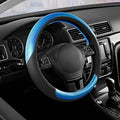 Road Comforts Steering Wheel Cover – Breathable Leather Steering Wheel Cover, Anti-Slip Grip, Universal Fit 14.5” to 15”, Heat & Cold Resistant for Cars, SUVs, and Trucks – Black & Metallic Blue