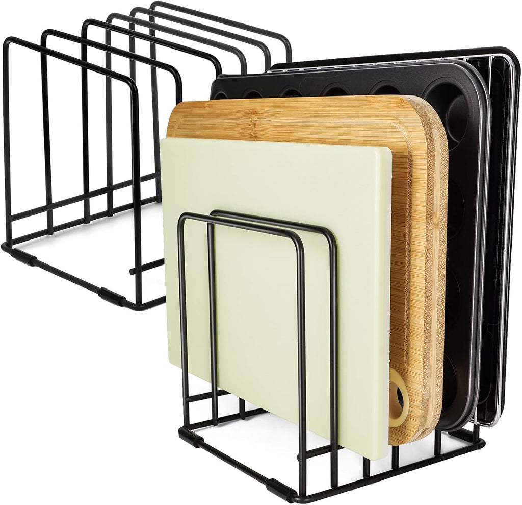 Kitchen Cabinet Cutting Board Organizer, Cookie Sheet Storage Rack,Cabinet Dividers Holder with 5 Slots for Baking Pan Tray Organizer (2 PCS)