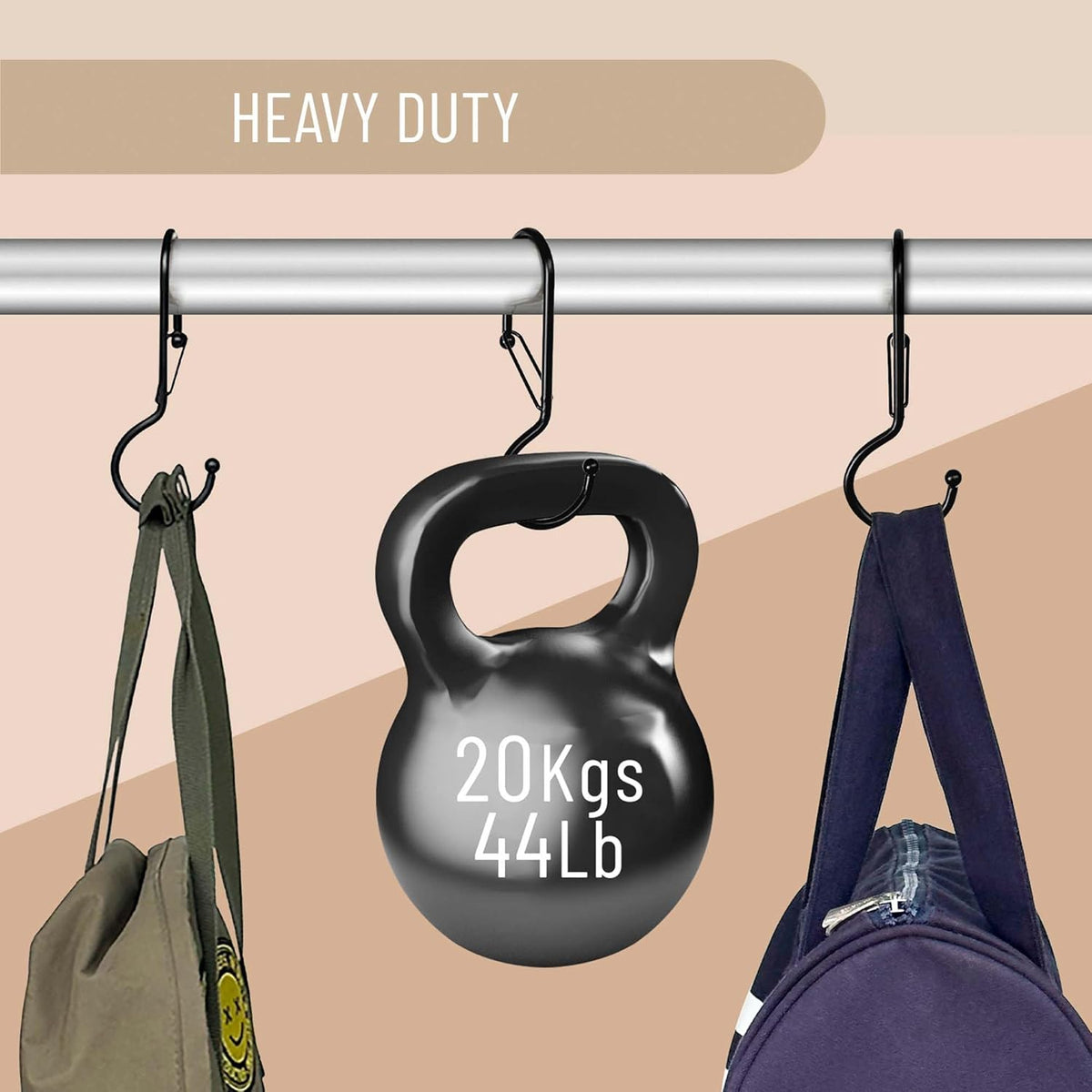 6 Purse Hanger for Closet. Tote Hanger. S-Shaped Hooks S Hooks Twist Design. Anti Drop S-Shaped Hook for Hanging Handbags with Safety Buckle to Prevent Falls. Heavy Duty. (Black, Twisted)