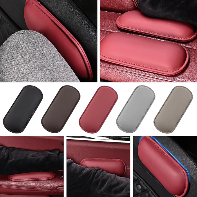Car Knee Cushion, Leather Memory Foam Vehicle Center Console Knee Rest Cushion Pad, Soft Comfort Auto Door Armrest Leg Elbow Support Pillow, Universal for Vehicles (Brown)