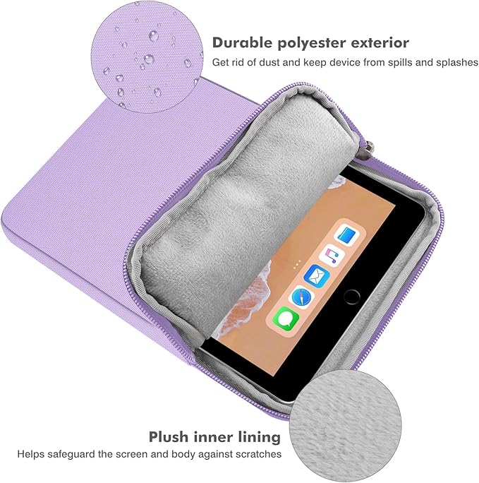 MoKo 9-11 Inch Tablet Sleeve Bag Carrying Case Fits New 11 inch iPad Air M3, iPad A16 2025, iPadPro 11 M4, Air 5/4/3, iPad10/9/8th Gen, Tab S8/S9 11", Lilac