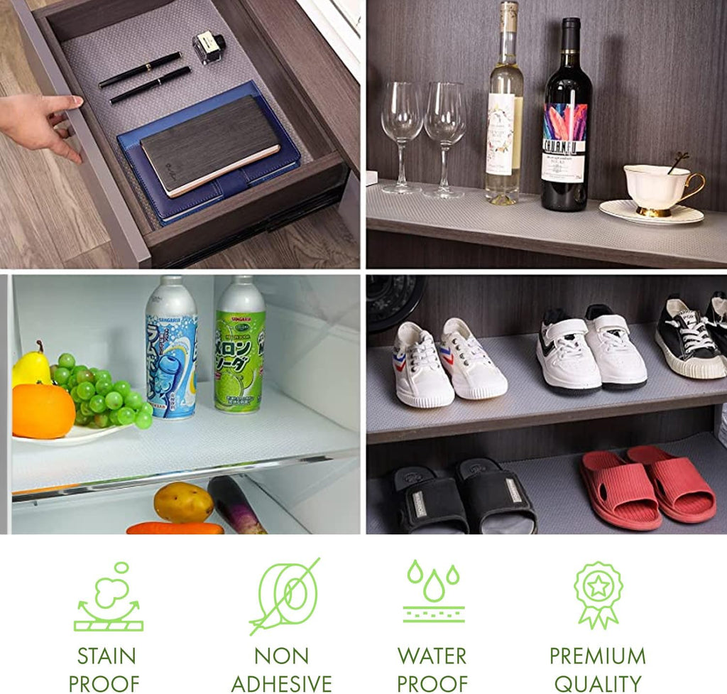 EVALAND Shelf Liners for Kitchen Cabinets Non-Adhesive 17.7" x 33 FT Clear Drawer Liner Non Slip, Washable Cabinet Liner, Waterproof Shelf Liners for Cabinets, Refrigerator Bathroom Pantry Cabinet Mat
