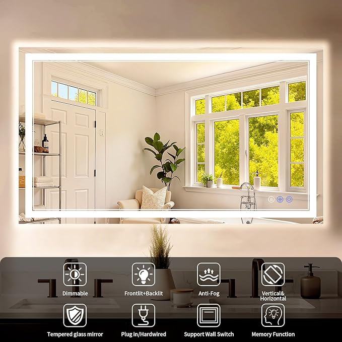 24"x48" LED Bathroom Mirror