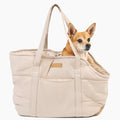 NoblePup Plush Dog Purse Carrier for Small Dogs, Soft Dog Tote Bag with Safety Harness Clip, Cozy Pet Carrier for Dogs Under 15 lbs, Comfortable Dog Shoulder Carrier for Travel, White