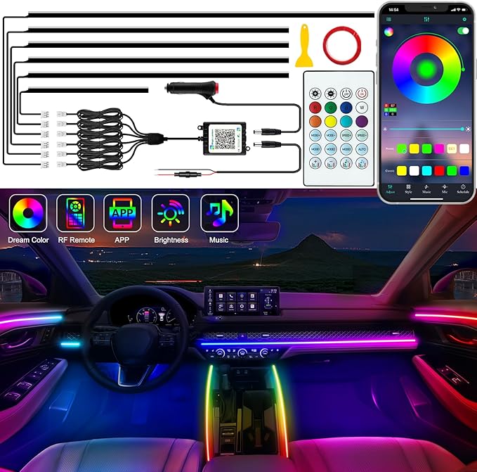 Jushope Interior Car LED Strip Lights, Acrylic LED Lights