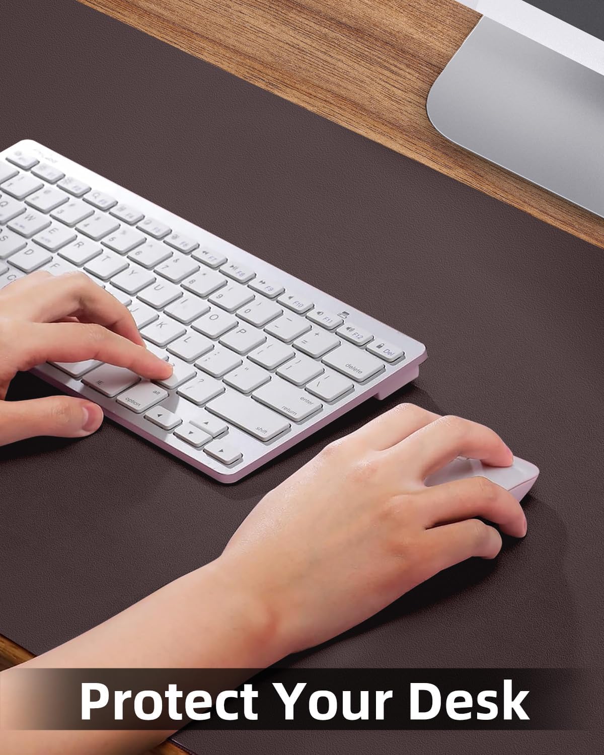 Non-Slip Desk mat,PULeather Desk Pad Protector, Office Desk Mat, Large Mouse Pad,Desk Blotter, Laptop Desk Pad, Waterproof Desk Writing Pad for Office and Home (Coffee, 35.4" x 17")