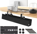No Drill Under Desk Cable Management Tray, 28" Fabric Cord Hider for Wire Organizer, Clamp/Screw Mount Desk Cable Management, Cable Raceways Tray Cord Hiders for Office/Home